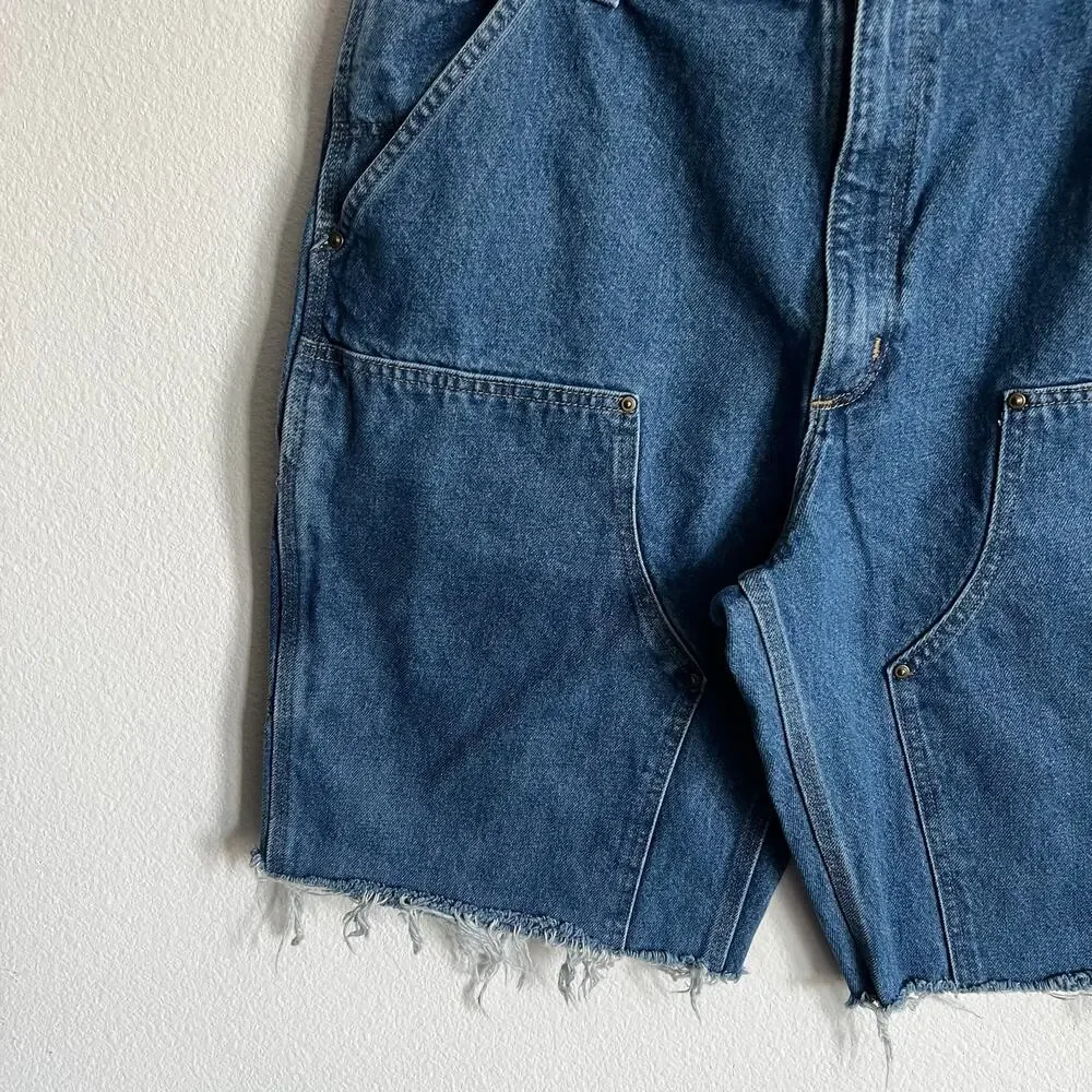 Carhartt denim blue jean double knee work wear carpenter shorts
